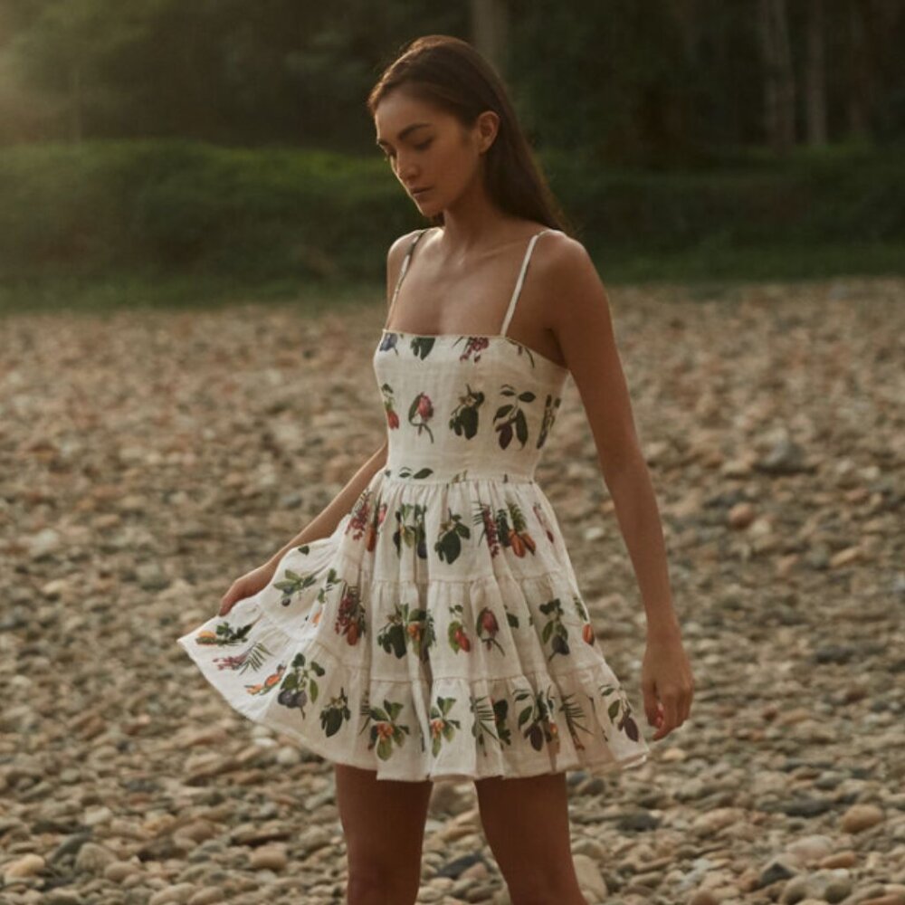 Agua by Agua Bendita Lima Embroidered Linen Dress